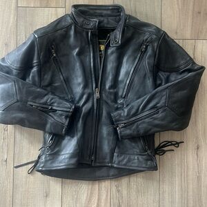 Like new- women’s genuine black leather motorcycle  jacket